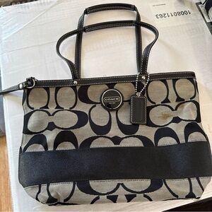 Coach Black and Gray Signature Tote